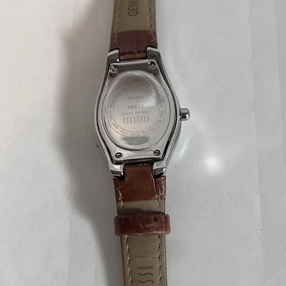 ECCLISSI Sterling Silver MOP Face #22690 Brown Leather Band Wrist Watch - Picture 3 of 8